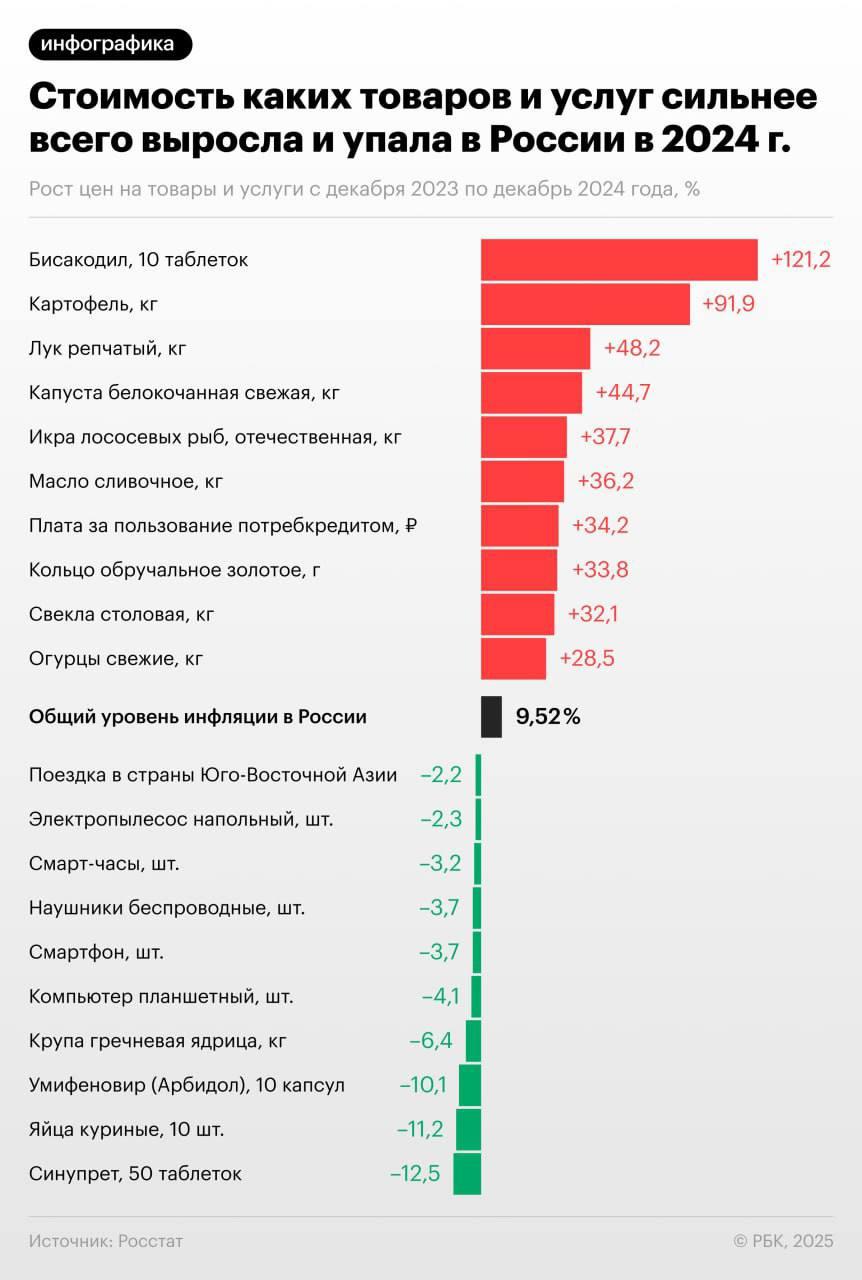 Самые подорожавшие и подешевевшие товары 2024 года