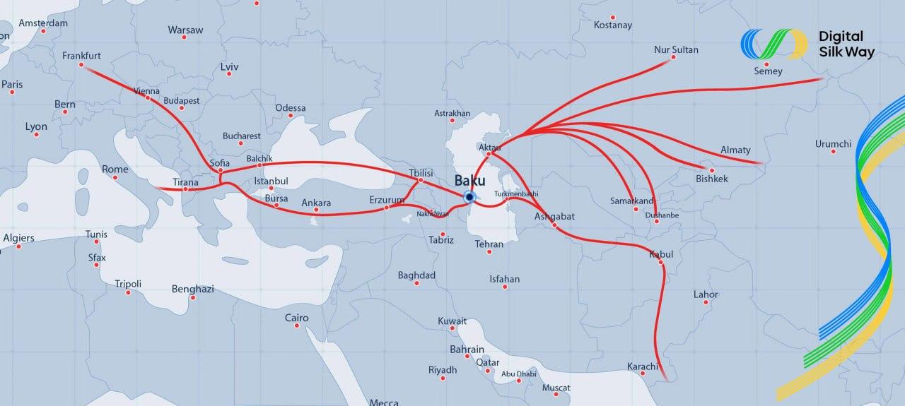 Маршрут перспективной сети Digital Silk Way