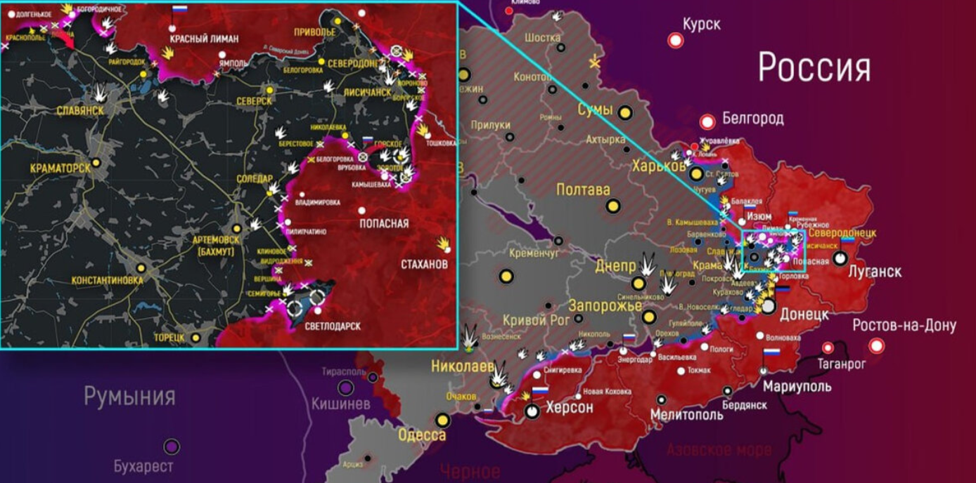 Карта военных действий в Донбассе на сегодня