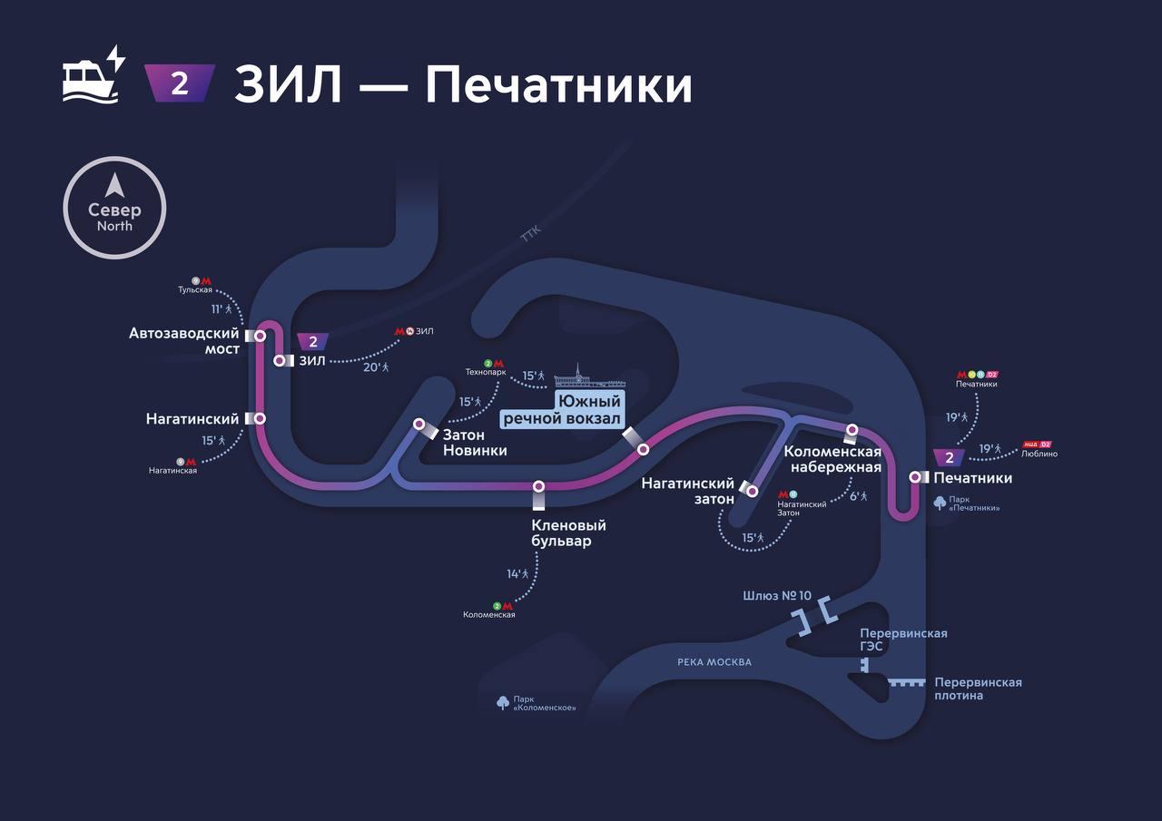 Маршрут московских электросудов "ЗИЛ – Печатники"