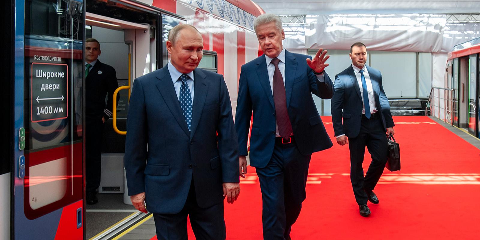 Владимир Путин и Сергей Собянин на открытии одного из центральных диаметров