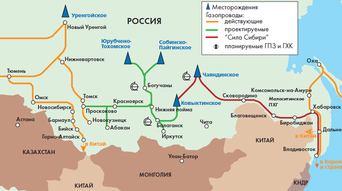 Трубопровод от Ковыктинского месторождения до Иркутска
