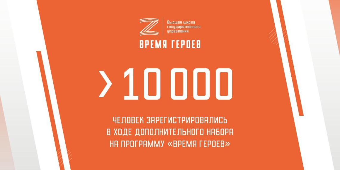 На дополнительную регистрацию в программу "Время героев" поступило свыше 10 тысяч заявок 